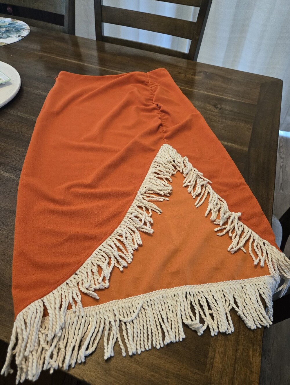 SHEIN Orange Fringe Wrap Skirt